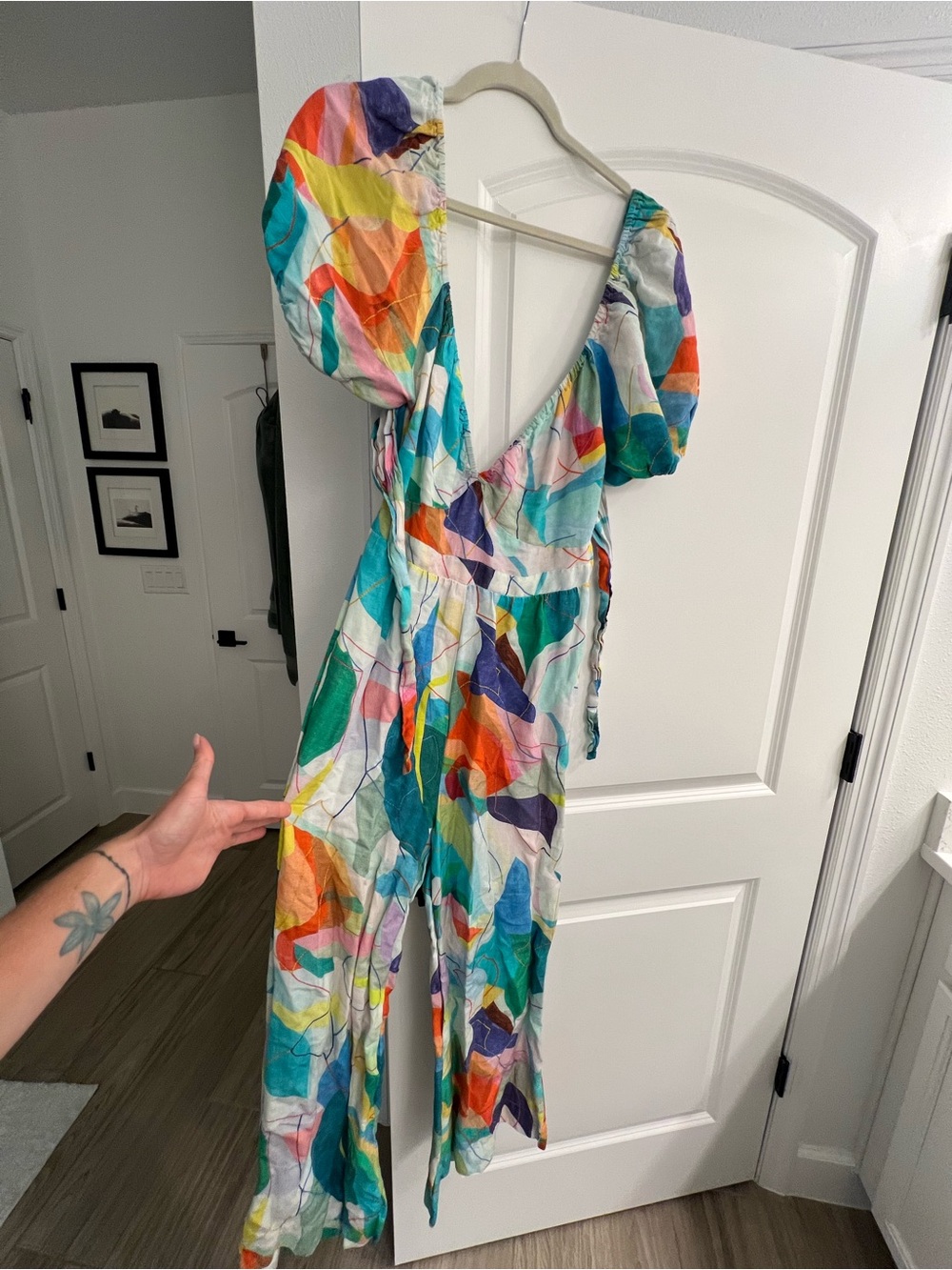 Ranna Gill Multicolor Abstract Puff-Sleeve Jumpsuit